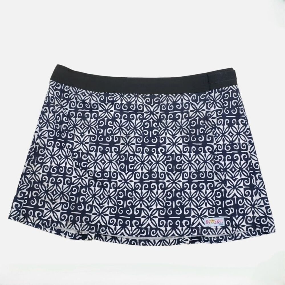 RipSkirt Hawaii Length 1 Wrap Mini Skirt Size Medium Navy Blue White Black